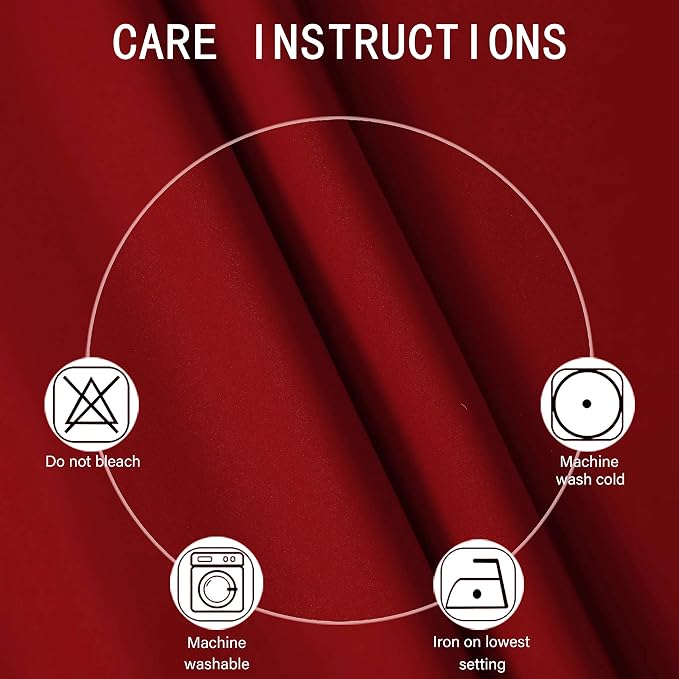 Red Blackout Curtains 34 x 54 Inch Length/Set of 2 Curtain Panels/Thermal - Image 4