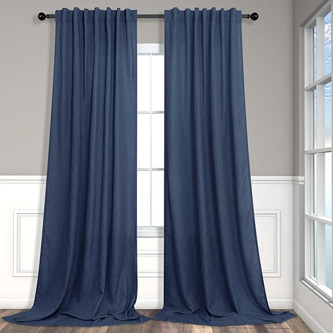 Navy Blue Curtains 84 Inch Length by Pitalk