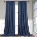 Navy Curtains 96 Inches Long for Kids Room 2 Panel Back Tab Pocket Drape Soft by Pitalk