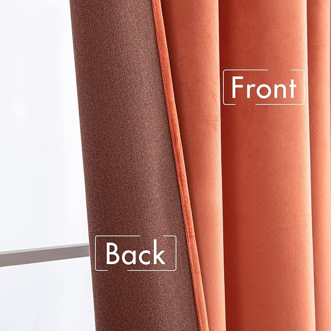 MIULEE Velvet Curtains Extra Wide 72x84 inches Fall Burnt Orange Curtains | - Image 6