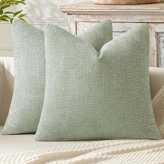 MIULEE Decorative Couch Throw Pillow Covers 20x20 Inch Light Green 2 Pack | by MIULEE