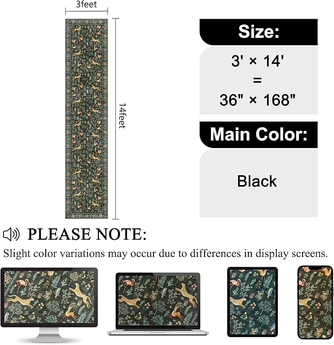 DUKINO 3x14 Runner Rug for Hallway, Washable Animal Kitchen Rugs, Low Pile - Image 2
