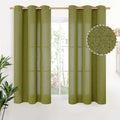 YoungsTex Green Linen Curtains 45 Inches Length, Short Window Drapes Light by YoungsTex