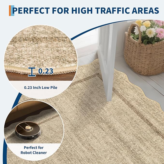 GarveeHome Scalloped Washable 2x6 ft Modern Kitchen Runner Rug Non Slip | - Image 8