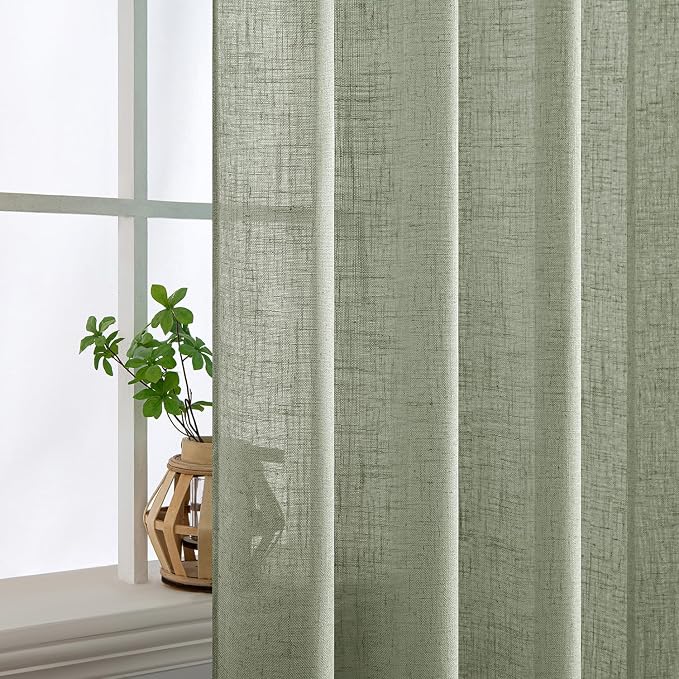 MIULEE Sage Linen Curtains 52x84 Inch Long - Image 5