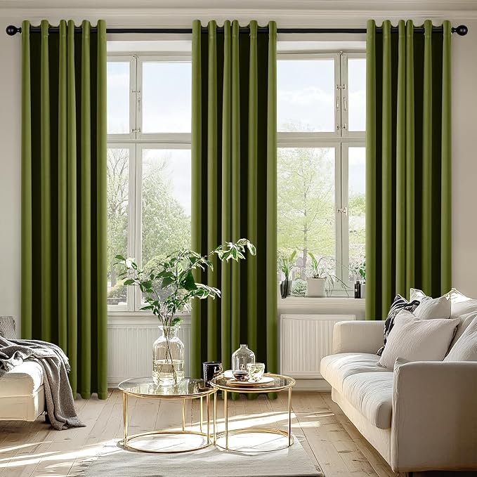 MIULEE Blackout Curtains for Bedroom 2 Panel 40"x72" Long Light Olive Green | - Image 6