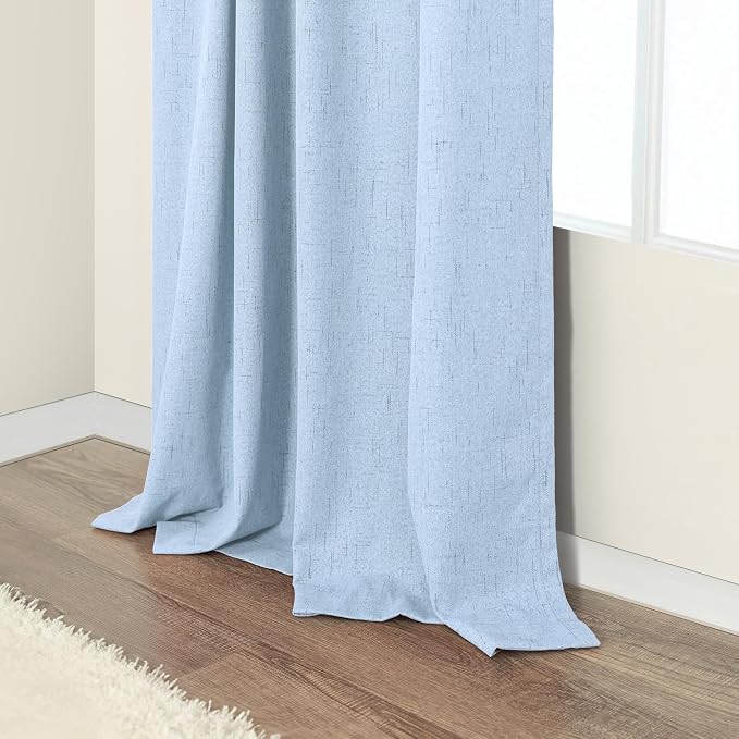 Pitalk Light Blue Curtains for Bedroom 63 Inch Length 2 Panels Linen Blackout - Image 9
