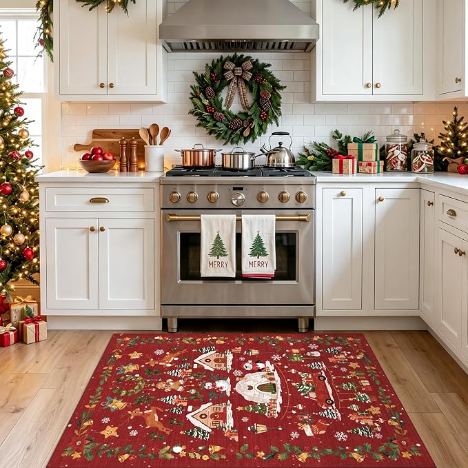 Washable Christmas Rug Runner 3x4: Non Slip Small Area Rug - Image 8