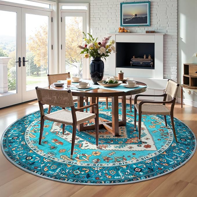 SERISSA 5ft Washable Non Slip Round Boho Area Rug - Image 2