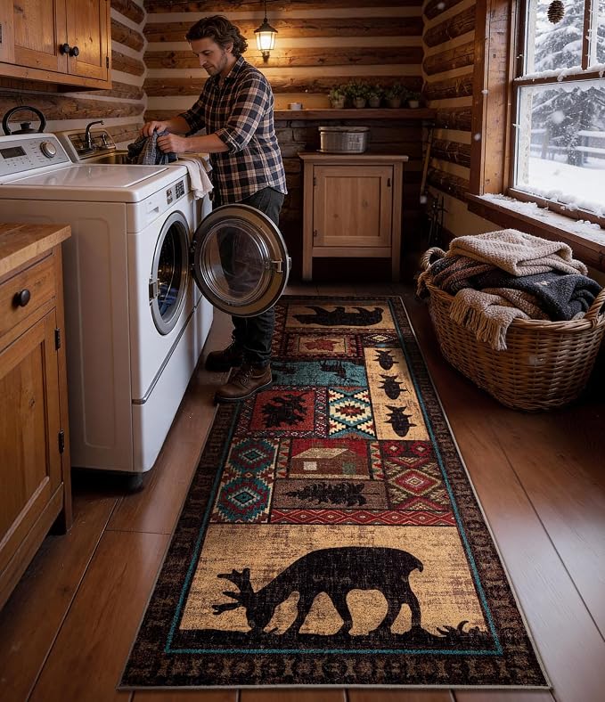 Rustic Cabin Hallway Runner Rug 2'8"x8' - Image 4