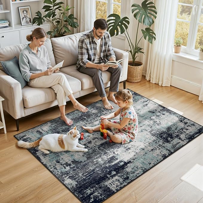 RELEANY Washable 4'x6' Abstract Area Rug - Image 2