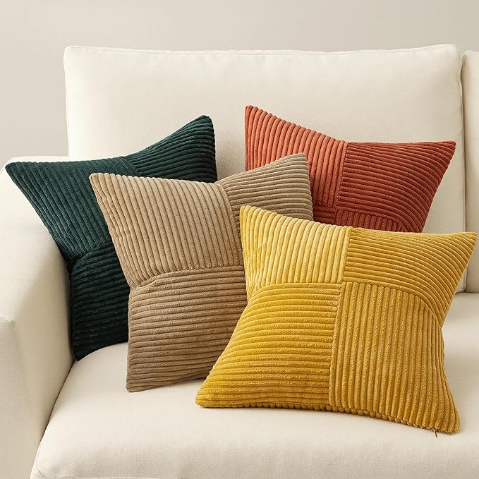 MIULEE Fall Green Rust Throw Pillow Covers 20x20 Inch Set of 4 Boho Farmhouse - Image 4