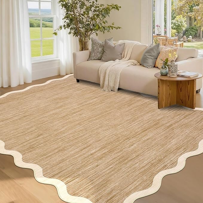 GarveeHome Scalloped Washable Area Rug 4x6 Small Entryway Rug Non Slip | Modern by GarveeHome