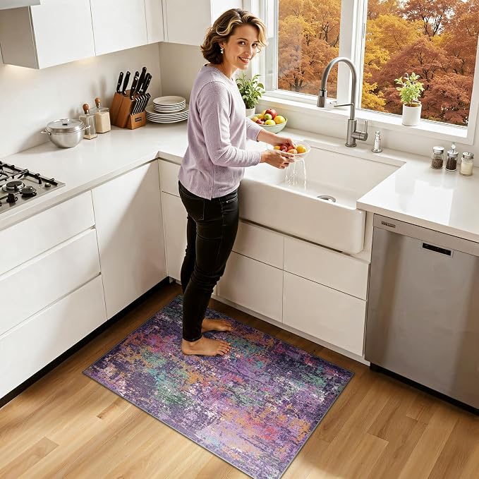 RELEANY Washable 2'x3' Abstract Area Rug - Image 3