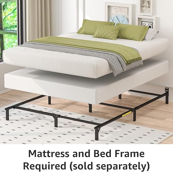 Amazon Basics Smart Box Spring Bed Base, 9-Inch Height Mattress Foundation, Tool-Free Easy Assembly, Full, 74"L x 53"W x 9"H, White