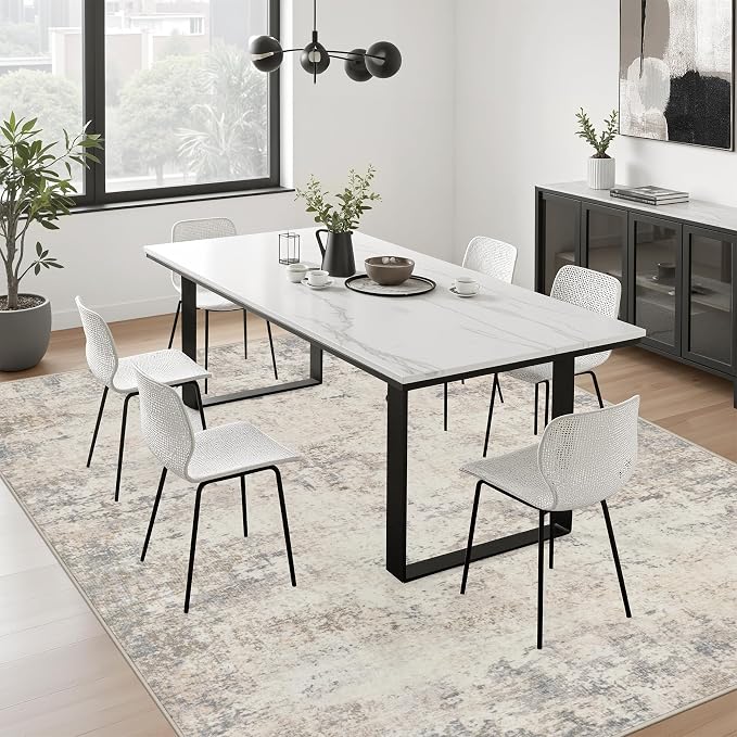 8x10 Area Rug Living Room: Modern Washable Soft Carpet Brown Beige | - Image 3