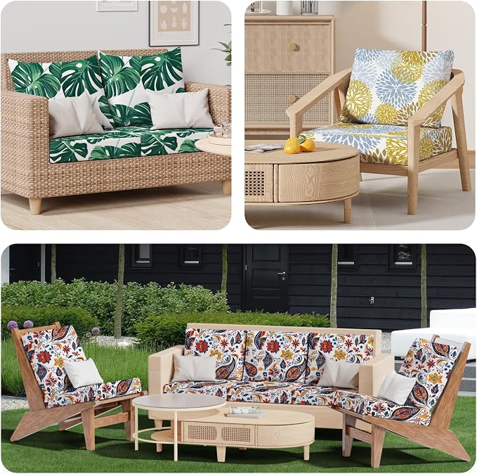 8Pcs Outdoor Cushion Covers, Stretch Patio Furniture Couch Chair Slipcovers | - Image 7