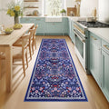 PLHXFR 2.6x8 Washable Runner Rug：Floral Indoor Kitchen Soft Carpet Blue | by PLHXFRSoftAreaRugs