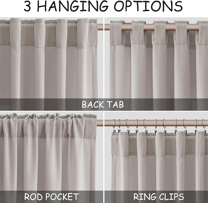 Stone Grey Linen Curtains 112 Inches Long - Image 2