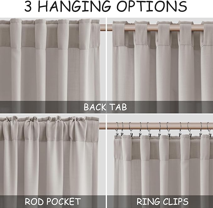 Stone Grey Linen Curtains 90 Inches Long - Image 2