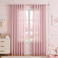 MYSKY HOME Pink Sheer Curtains for Girls Bedroom 84 Inches Long Girl Curtain by MYSKYHOME
