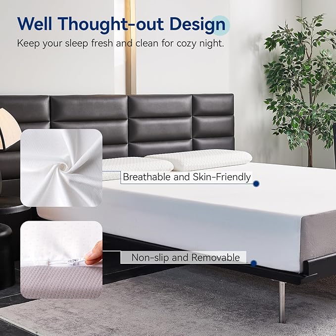 Amazon Basics Memory Foam Mattress, Medium Firm, 10 Inch, Twin, White/Grey
