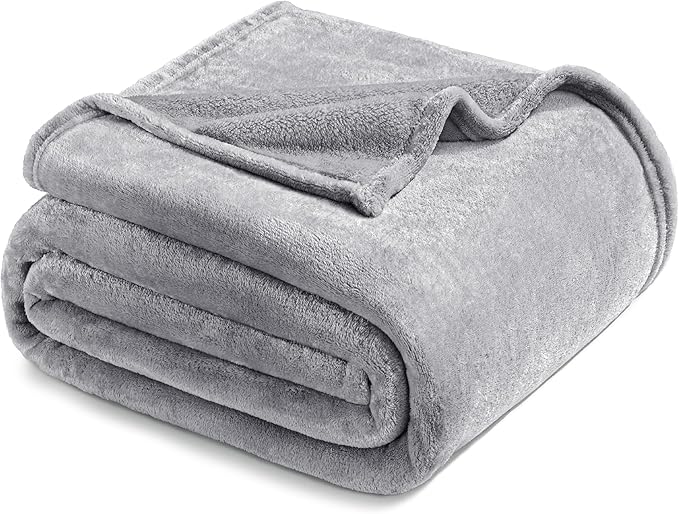 Exclusivo Mezcla Fleece Blanket Twin Size for Bed, Super Soft and Warm, All Season Use, Cozy, Plush, Lightweight, 90x66 Inches, Light Grey