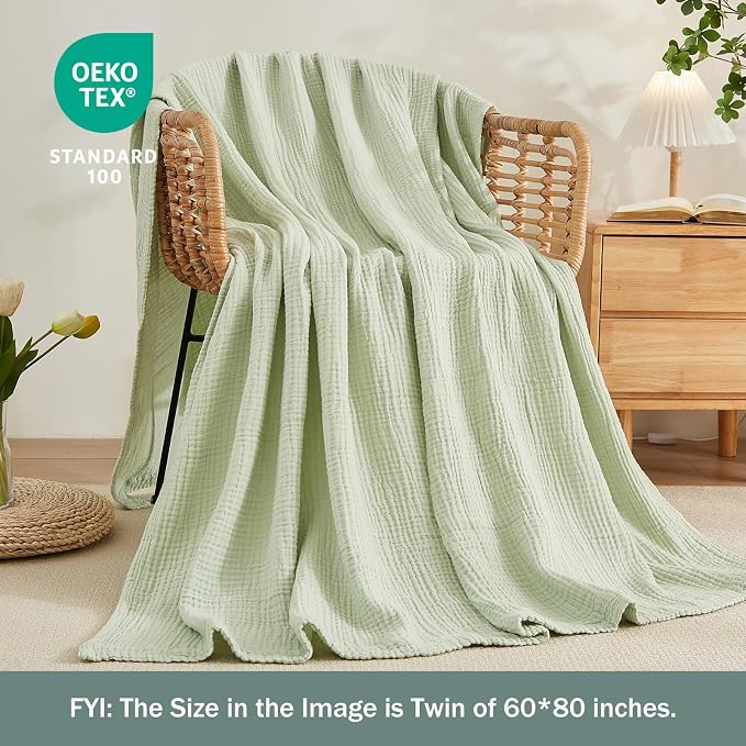 EMME Muslin Blankets for Adults Throw Blanket for Couch Breathable Gauze Soft - Image 4