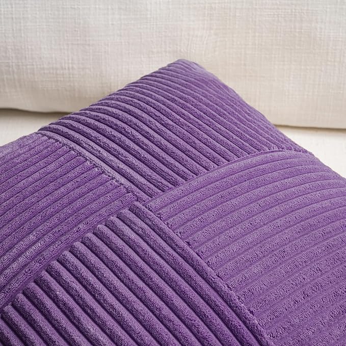 Fancy Homi 2 Packs Purple Long Lumbar Decorative Throw Pillow Covers 16x24 Inch - Image 3