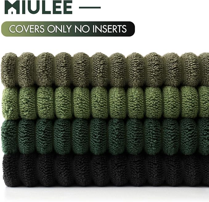 MIULEE Soft Corduroy Decorative Throw Pillow Covers Neutral Green 18x18 | Set - Image 7