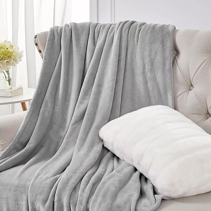 Walensee Fleece Blanket Plush Throw Fuzzy Lightweight (King Size 108x90 Ash Grey) Super Soft Microfiber Flannel Blankets for Couch, Bed, Sofa Ultra Luxurious Warm and Cozy for All Seasons
