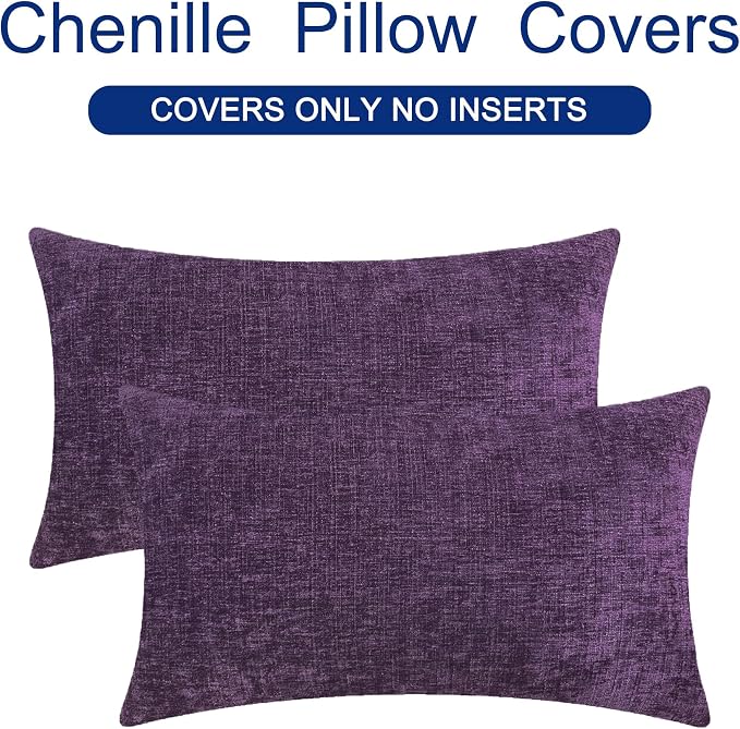 CaliTime Decorative Couch Throw Pillow Covers 20 X 12 Inches Plum Purple | Pack - Image 6