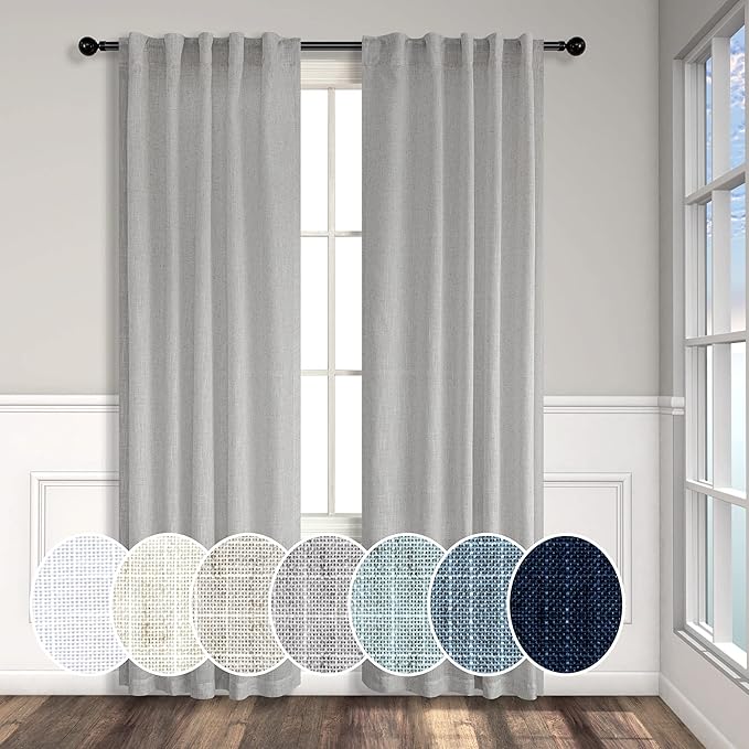 Gray Curtains 38 Inch Wide for Bedroom 2 Panel Set Back Tab Rod Pocket Semi by Pitalk