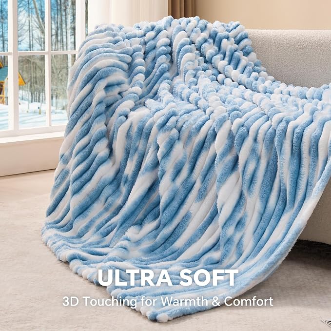 BEDELITE Striped Fleece Throw Blanket, Soft Cozy, Lightweight Warm, - Image 7