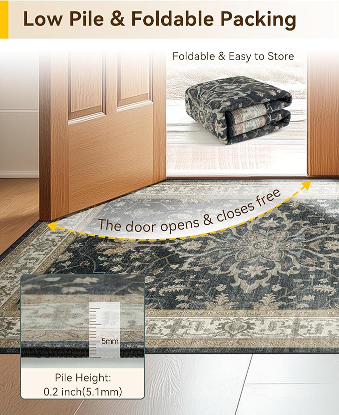 RELEANY Washable Area Rug, Large 9'x12', Water Repellent, Pet Friendly - Image 5