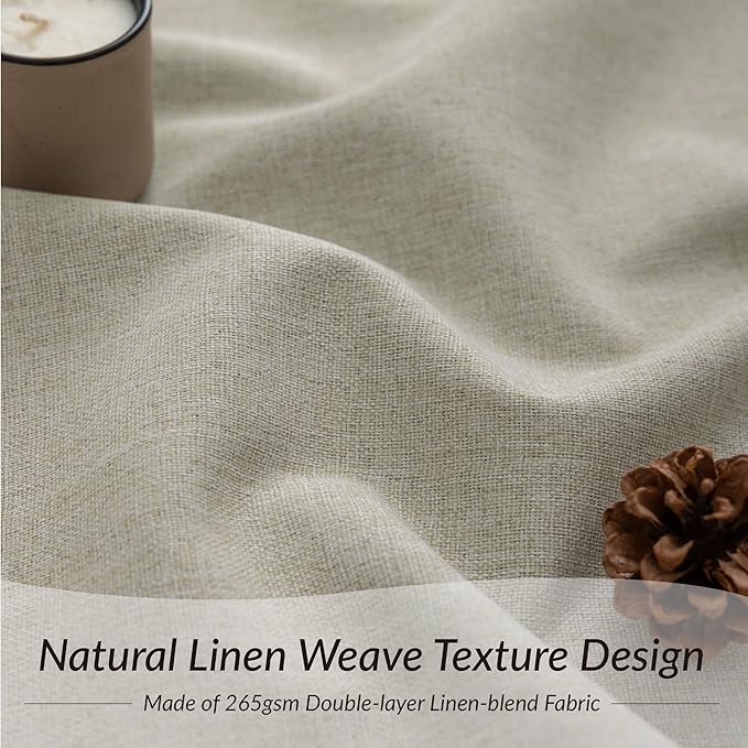 KangBang Full Blackout Pinch Pleat Curtains 102 Inches Long, Pleated Linen Drapes 2 Panels Set for Living Room Dining with Hooks, Thermal Insulated & Noise Reducing, 42Wx102L, Linen Color