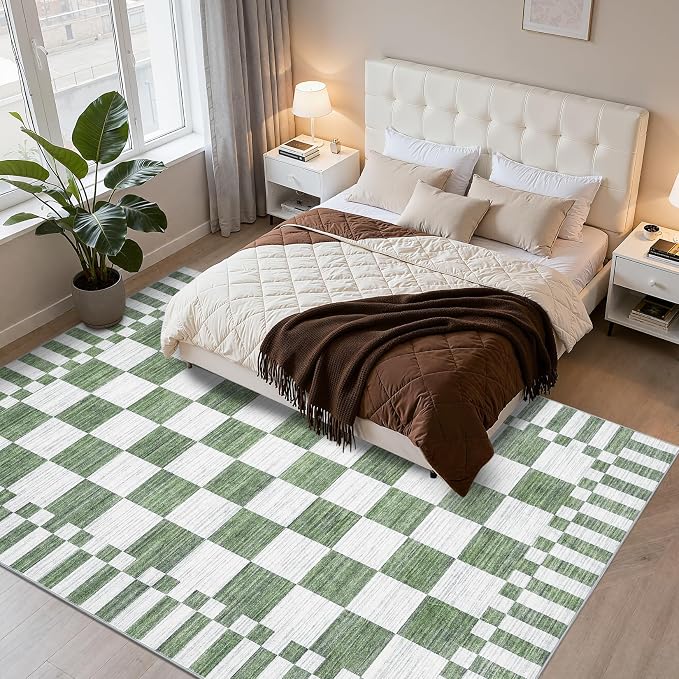 GarveeHome 9x12 Area Rugs for Living Room Washable Checkered Rug Bedroom | - Image 3