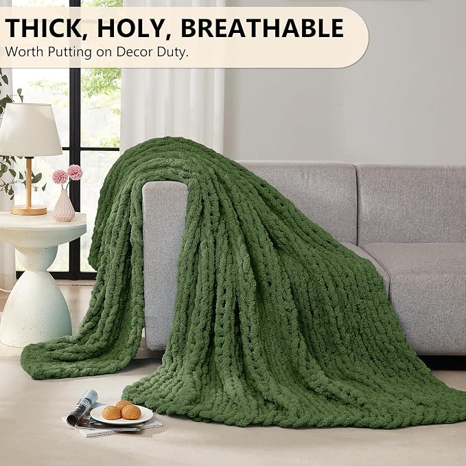 L'AGRATY Chunky Knit Throw Blanket - Image 5