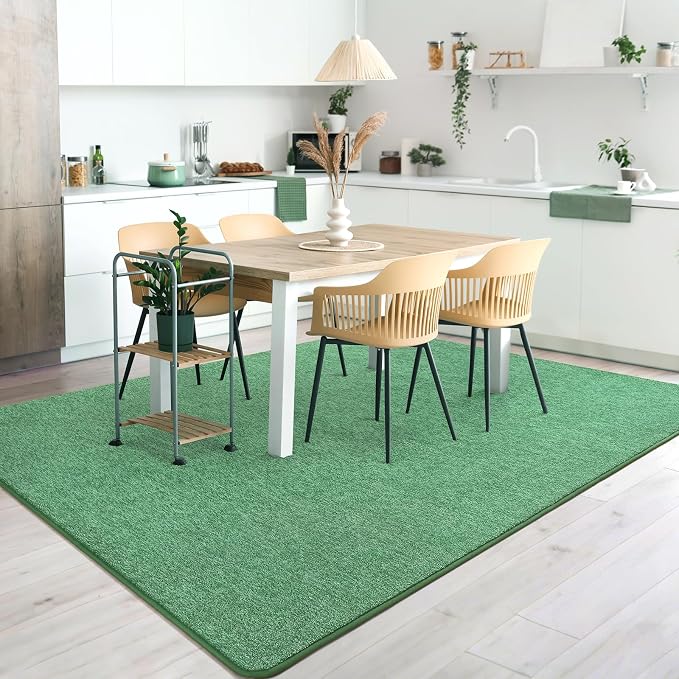 5x7 Area Rugs for Living Room Non Slip Dorm Bedroom Rug, Matte Green | Modern - Image 8