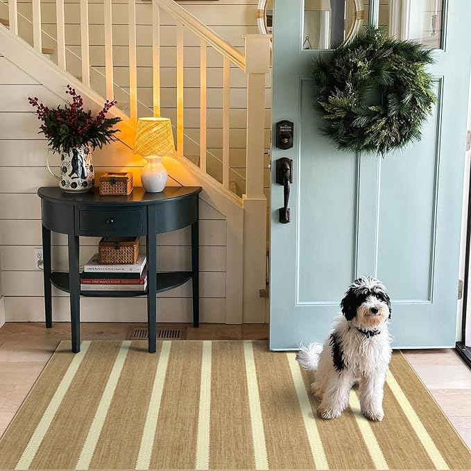 Striped 3x5 Entry Rug, Washable Indoor Outdoor Mats - Image 4