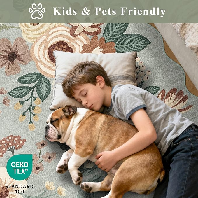 DUKINO 3x5 Area Rugs, Non Slip Floral Washable Rug - Image 4