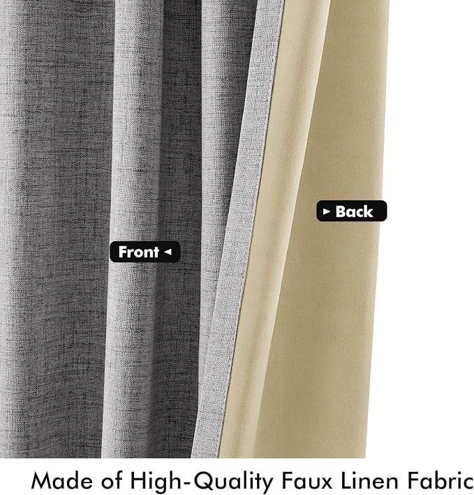 MIULEE 100% Blackout Linen Curtains 42 x 63 Inch Glacier Gray 2 Panels | - Image 6