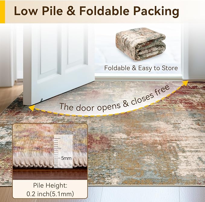 RELEANY Washable 2'x4' Abstract Area Rug - Image 6