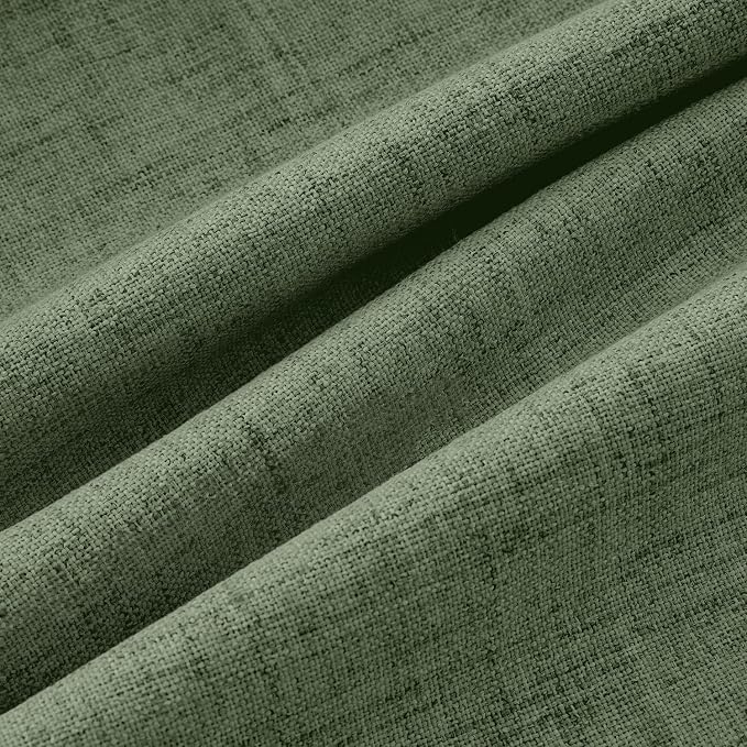 MIULEE 100% Blackout Linen Curtains 42 x 72 Inch Olive Green 2 Panels | Thermal - Image 9