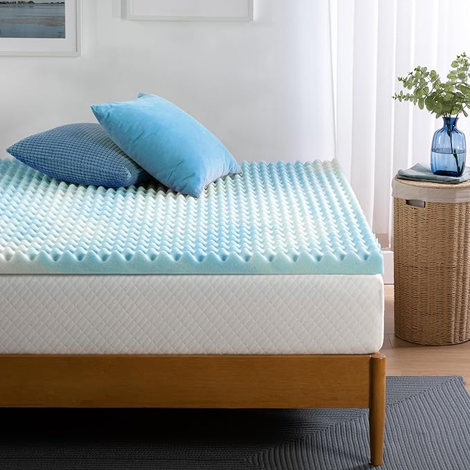 ZINUS 2 Inch Swirl Gel Cooling Memory Foam Mattress Topper, Smaller, More Convenient WonderBox Packaging, Cooling, Airflow Design, CertiPUR-US Certified, King