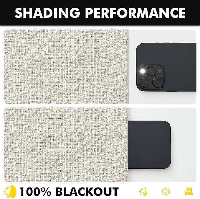 MIULEE 100% Blackout Linen Curtains 42 x 84 Inch Light Cream 2 Panels | Thermal - Image 7