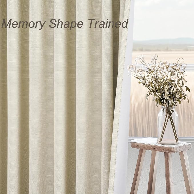 Topfinel Extra Long Total Blackout Linen Ceiling Curtains 108 Inches Long - Image 4