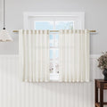 Cream Cafe Curtains 48 Inch Length Set 2 Panel Back Tab Pocket Semi Sheer Short by Nanspring