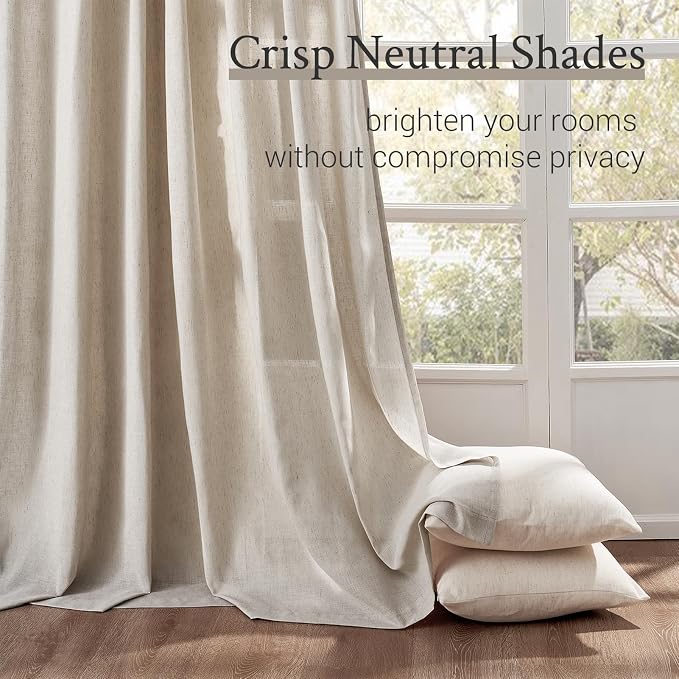 100 Inches Long Oatmeal Colored Pinch Pleat Sheer Curtains - Image 4