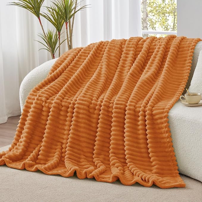BEDELITE Fall Twin Blanket for Couch & Bed, Burnt Orange, Warm Yet Lightweight - Image 9